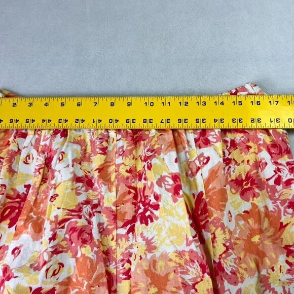 Woman Within Midi Skirt Large Pink Linen Blend Floral Print A Line Pullon - Picture 7 of 7